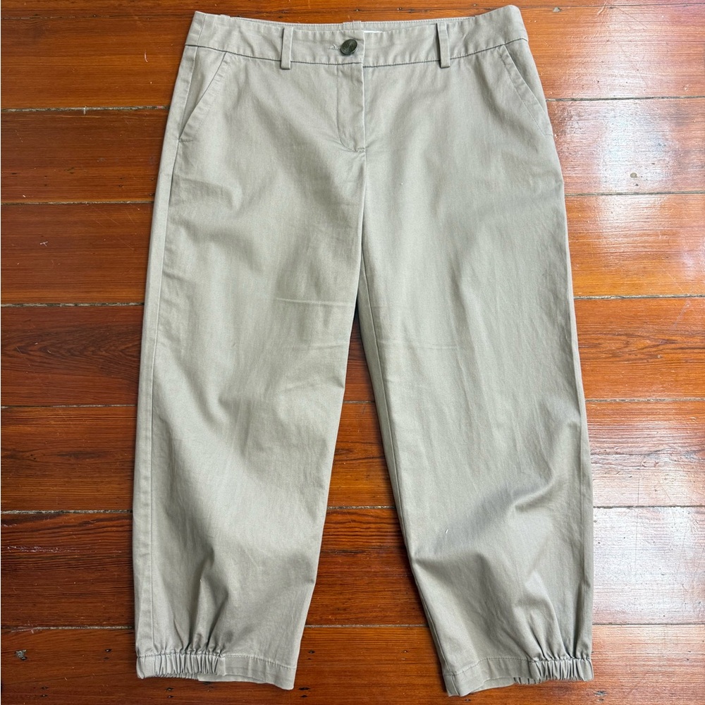 Trina Turk Linen Cotton Blend Cropped Jogger Trousers Sz 10 💛🍄